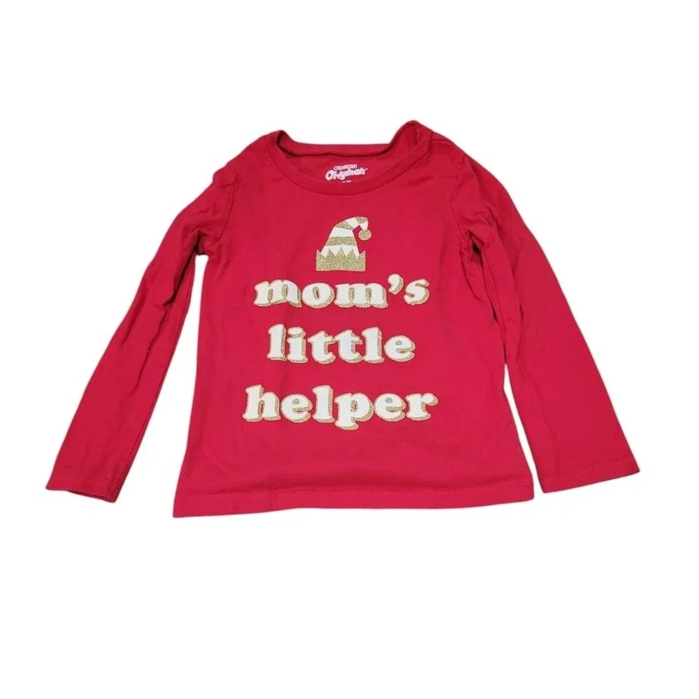 OshKosh Originals Mom's Little Helper Christmas Long Sleeve T-Shirt Size 3T